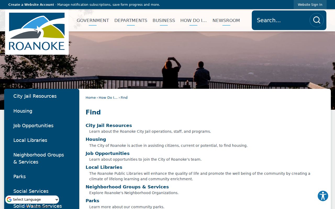Roanoke City arrest and jail resource page for booking records