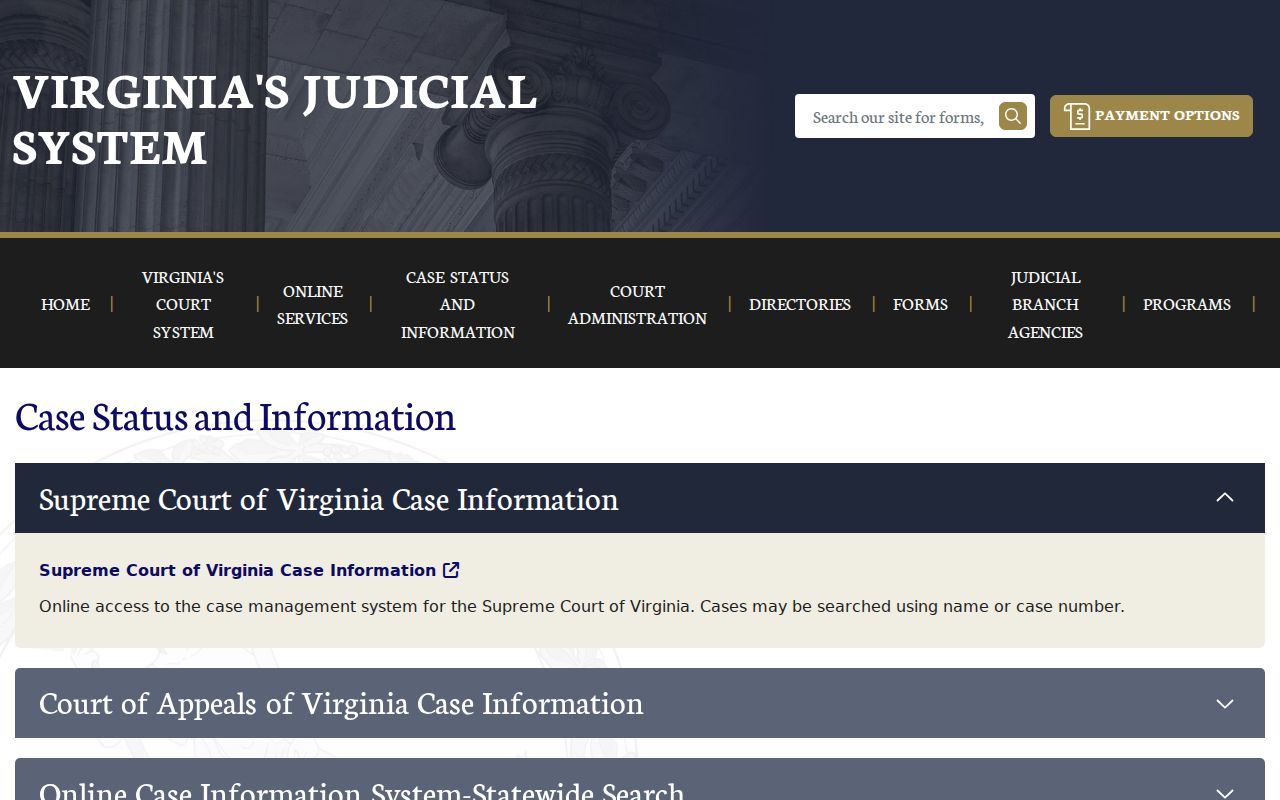 Virginia court search choices for Roanoke City criminal records